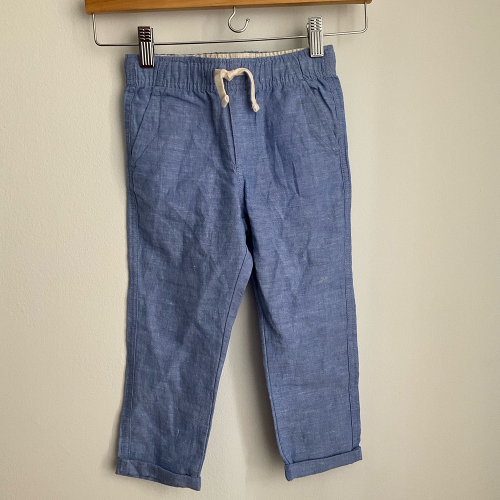 Janie and Jack Linen Blend Blue Elastic-Waist Pants - Picture 4 of 9